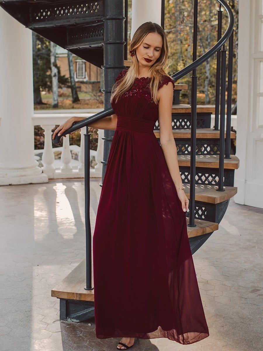 Elara | Lace Cap Sleeve Maxi Bridesmaid Dress Mother of the Bride Outfits