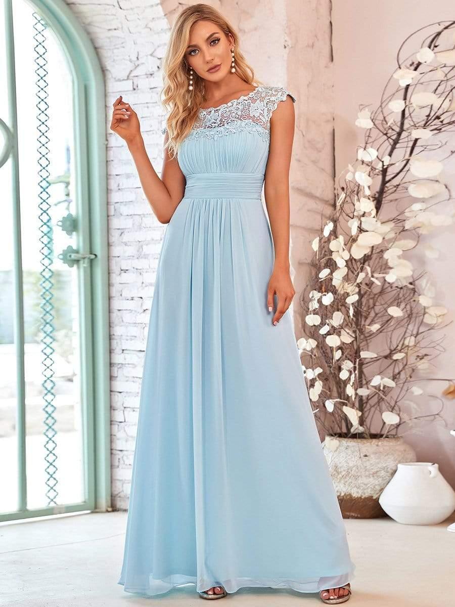 Elara | Lace Cap Sleeve Maxi Bridesmaid Dress Mother of the Bride Outfits