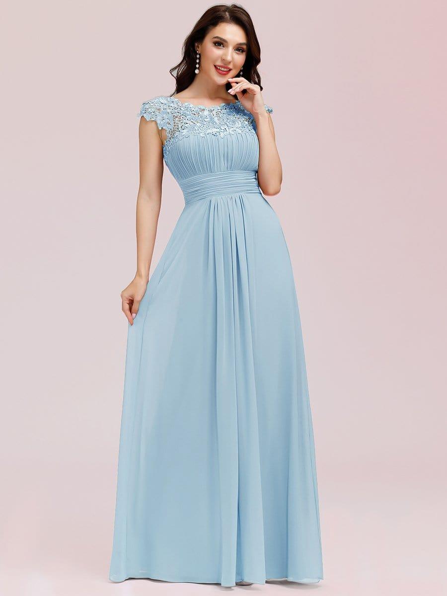 Elara | Lace Cap Sleeve Maxi Bridesmaid Dress Mother of the Bride Outfits
