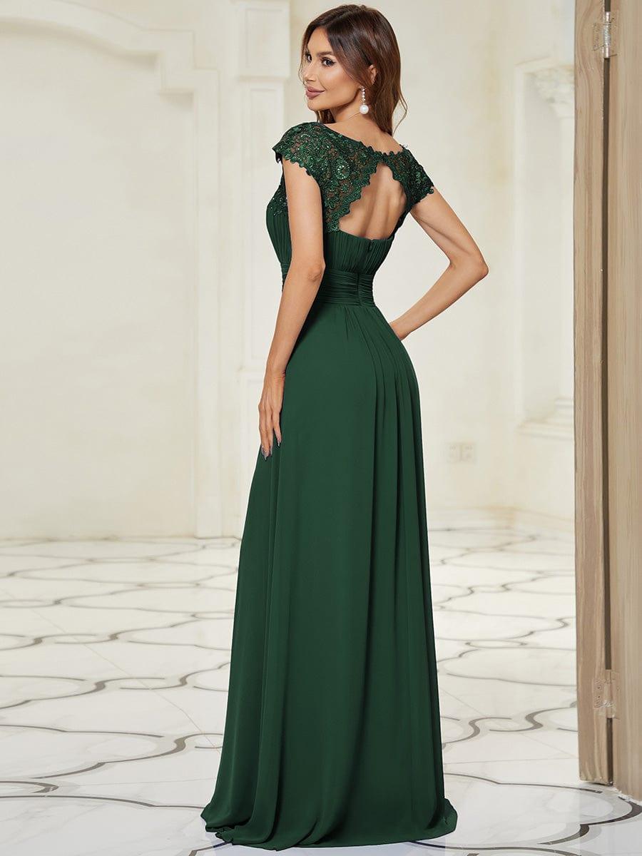 Elara | Lace Cap Sleeve Maxi Bridesmaid Dress Mother of the Bride Outfits