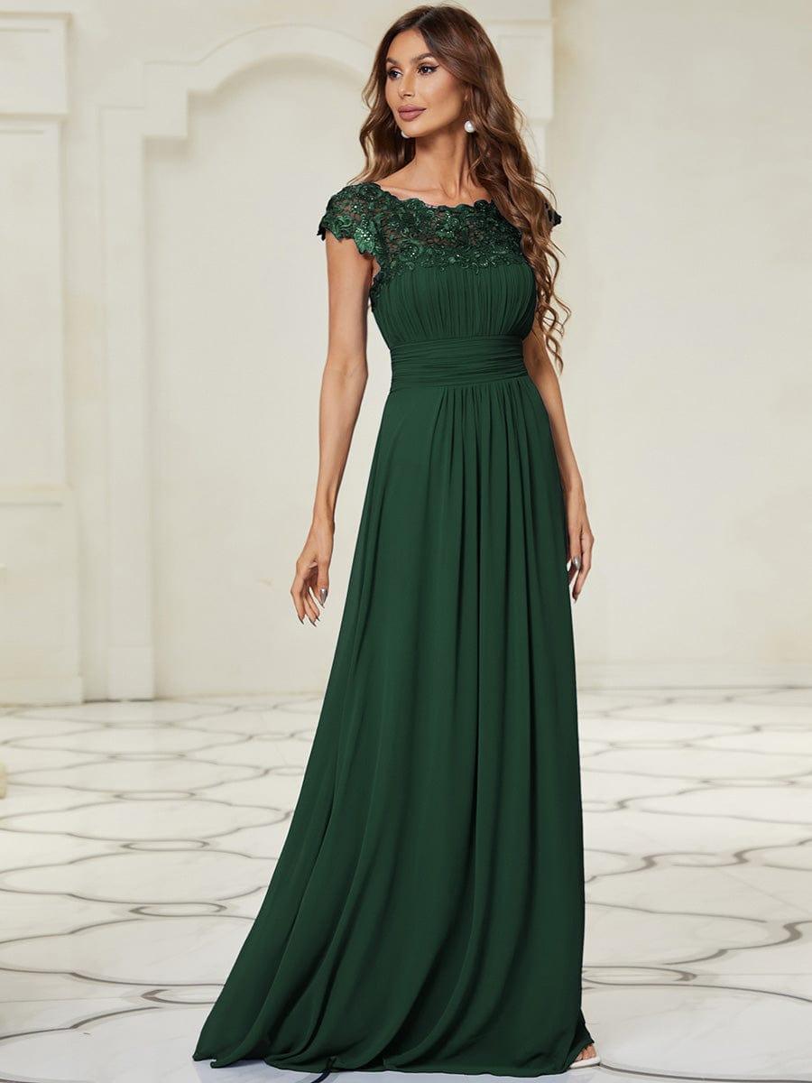 Elara | Lace Cap Sleeve Maxi Bridesmaid Dress Mother of the Bride Outfits