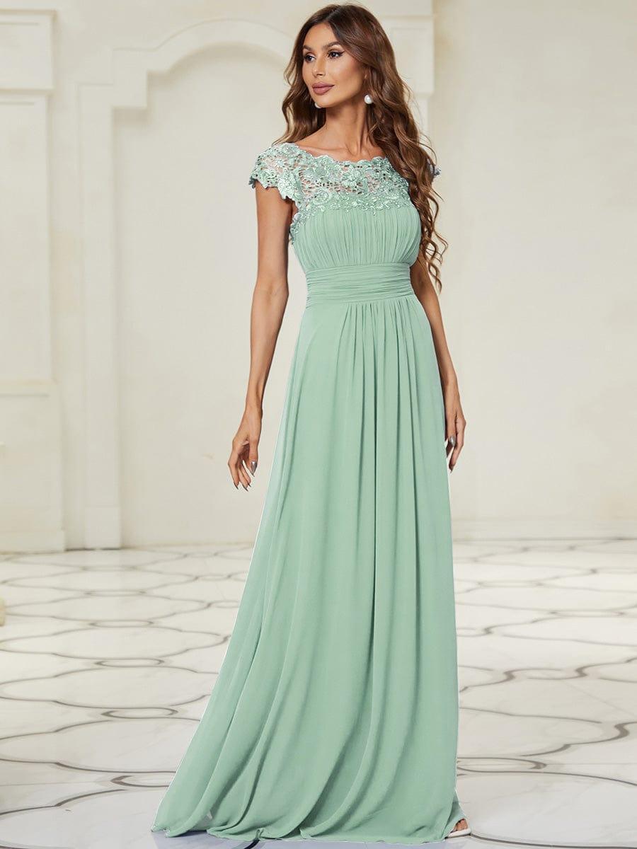 Elara | Lace Cap Sleeve Maxi Bridesmaid Dress Mother of the Bride Outfits