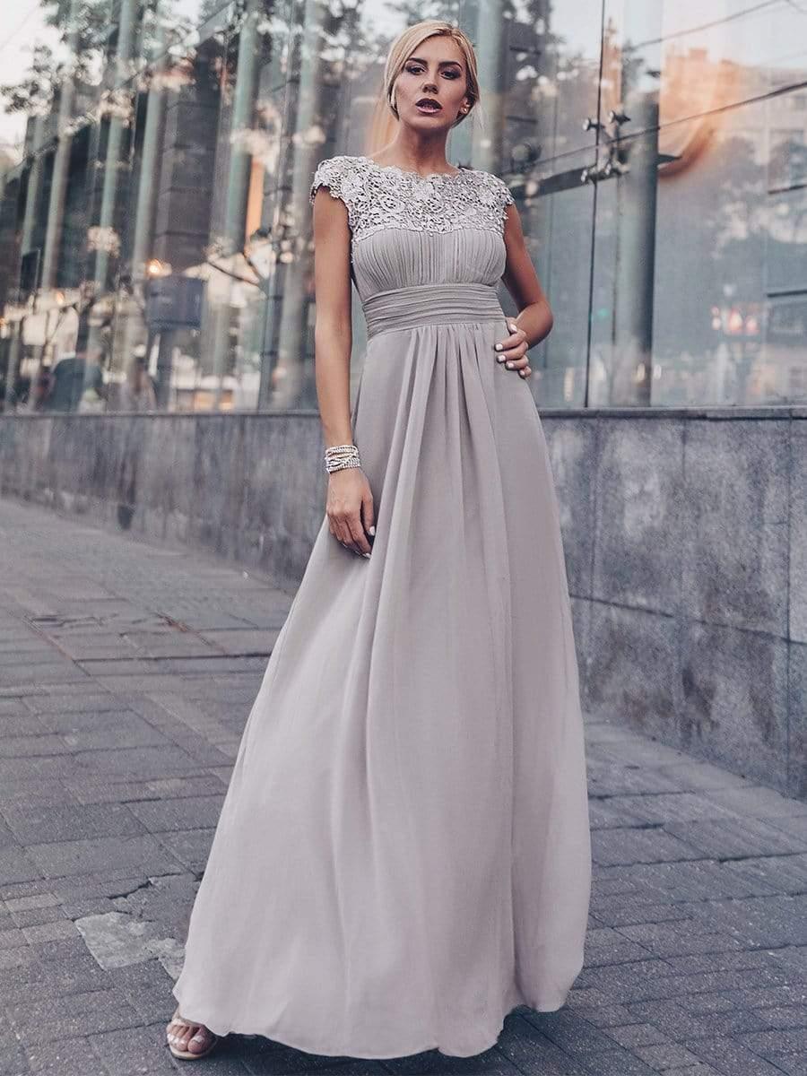 Elara | Lace Cap Sleeve Maxi Bridesmaid Dress Mother of the Bride Outfits