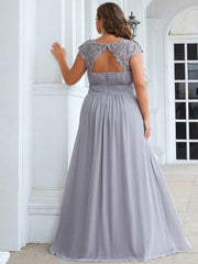 Elara | Lace Cap Sleeve Maxi Bridesmaid Dress Mother of the Bride Outfits