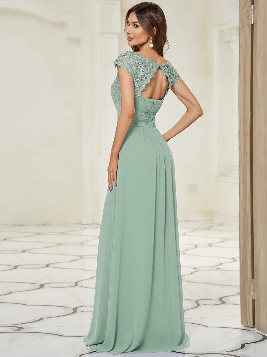 Elara | Lace Cap Sleeve Maxi Bridesmaid Dress Mother of the Bride Outfits