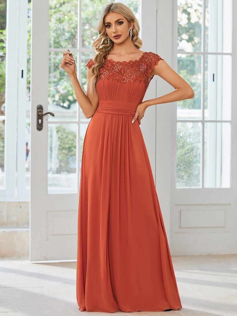 Elara | Lace Cap Sleeve Maxi Bridesmaid Dress Mother of the Bride Outfits