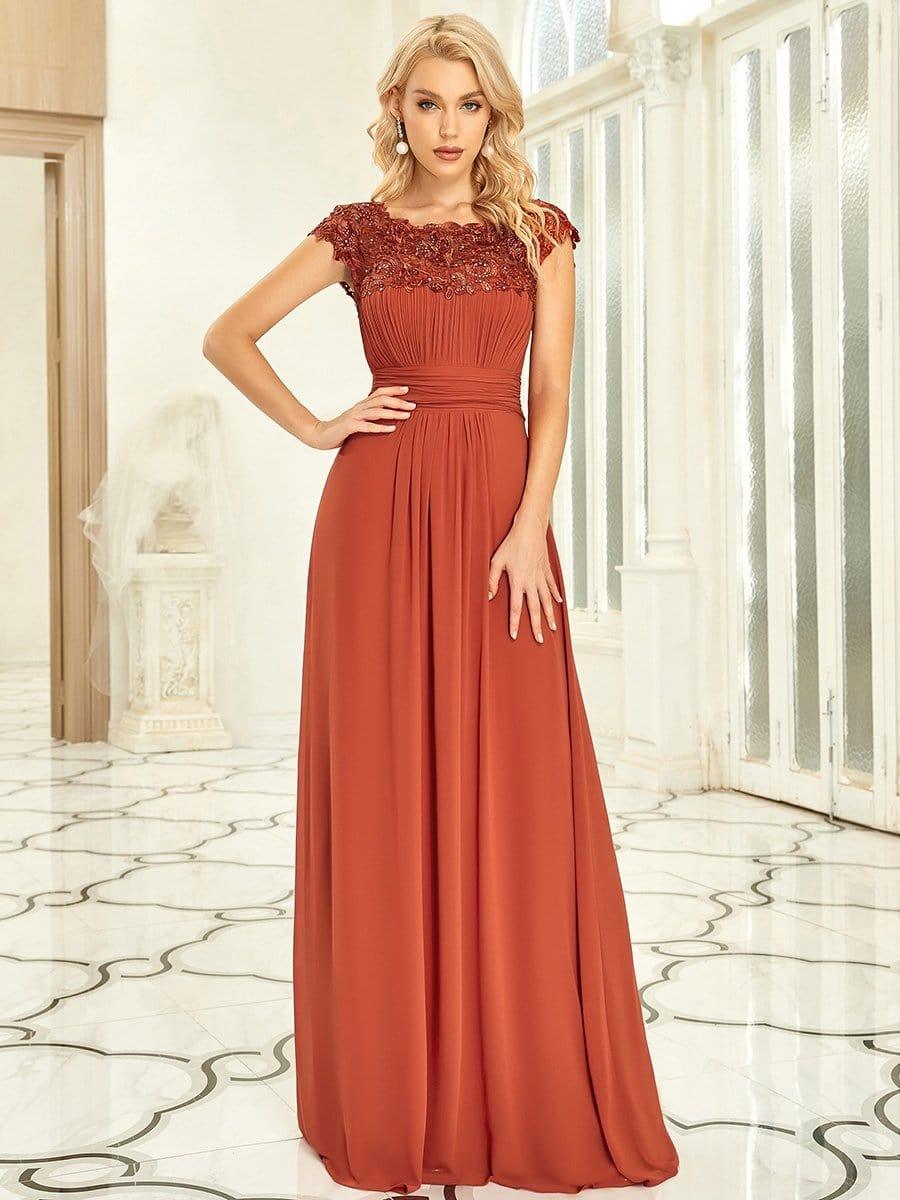 Elara | Lace Cap Sleeve Maxi Bridesmaid Dress Mother of the Bride Outfits