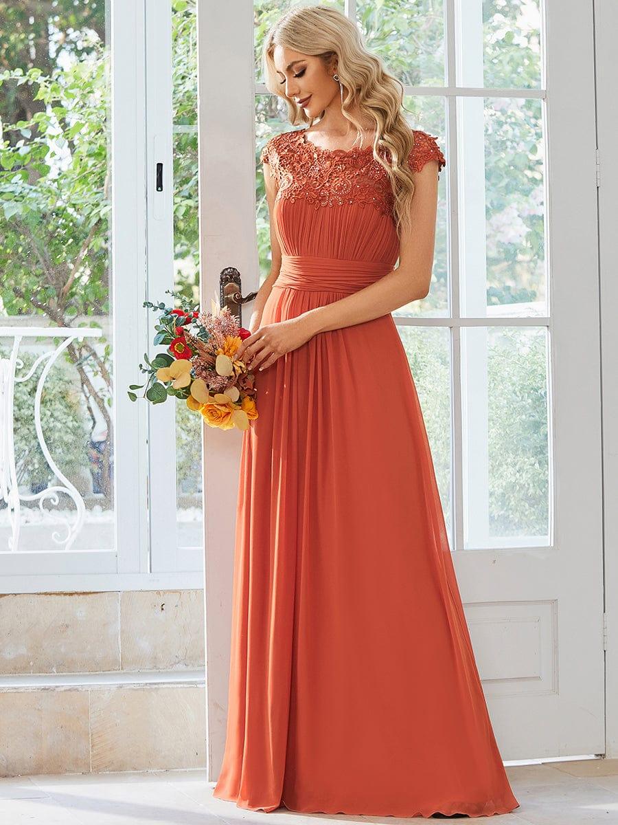Elara | Lace Cap Sleeve Maxi Bridesmaid Dress Mother of the Bride Outfits