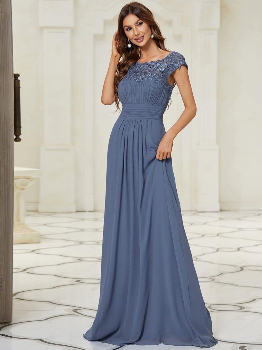 Elara | Lace Cap Sleeve Maxi Bridesmaid Dress Mother of the Bride Outfits