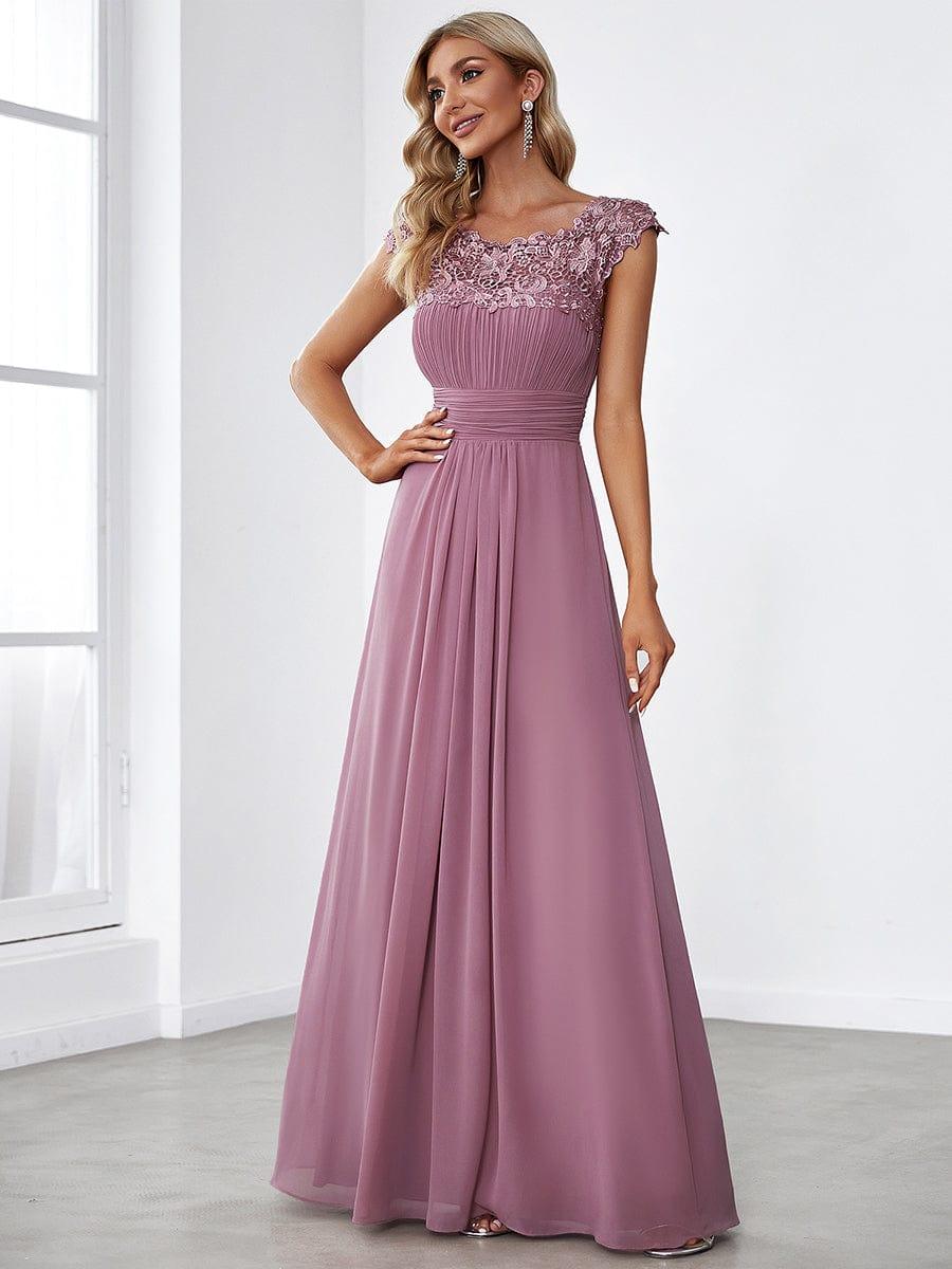 Elara | Lace Cap Sleeve Maxi Bridesmaid Dress Mother of the Bride Outfits