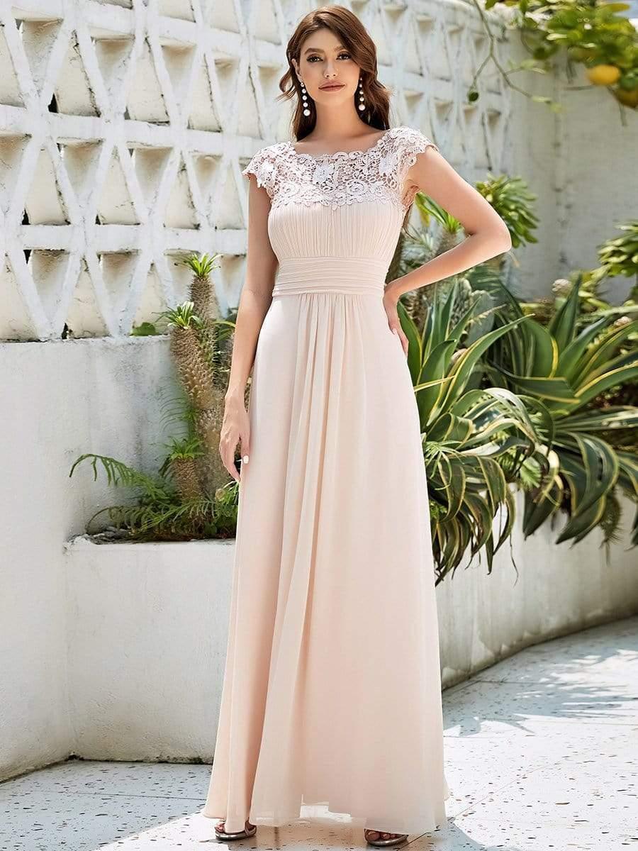 Elara | Lace Cap Sleeve Maxi Bridesmaid Dress Mother of the Bride Outfits
