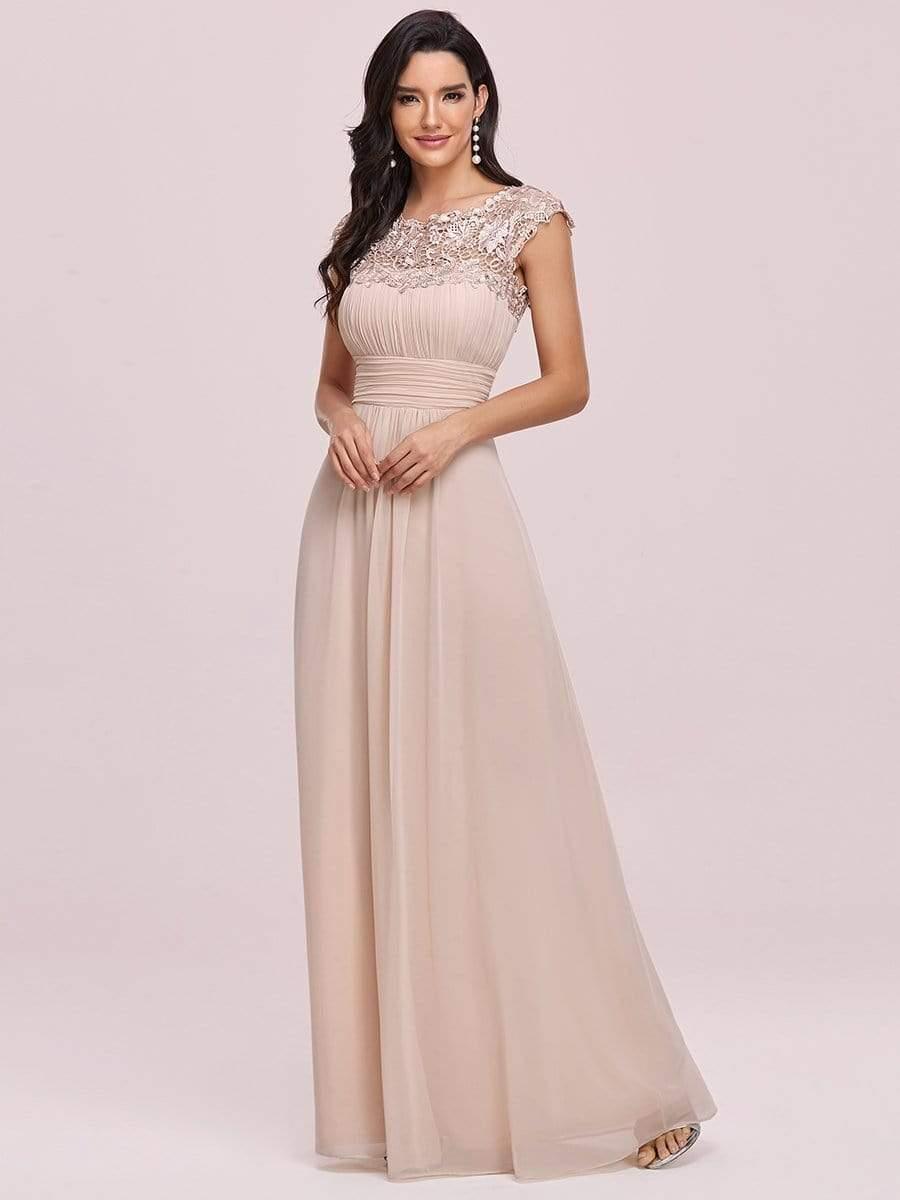 Elara | Lace Cap Sleeve Maxi Bridesmaid Dress Mother of the Bride Outfits