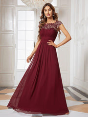 Elara | Lace Cap Sleeve Maxi Bridesmaid Dress Mother of the Bride Outfits