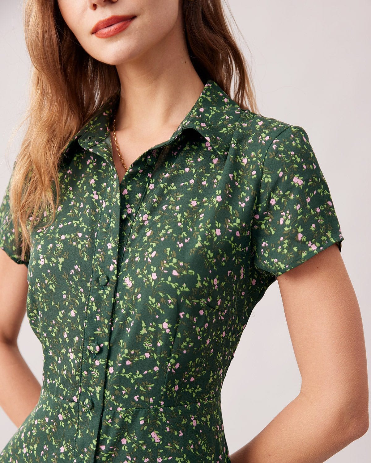 Elodie | Collared Button-Up Floral Summer Dress