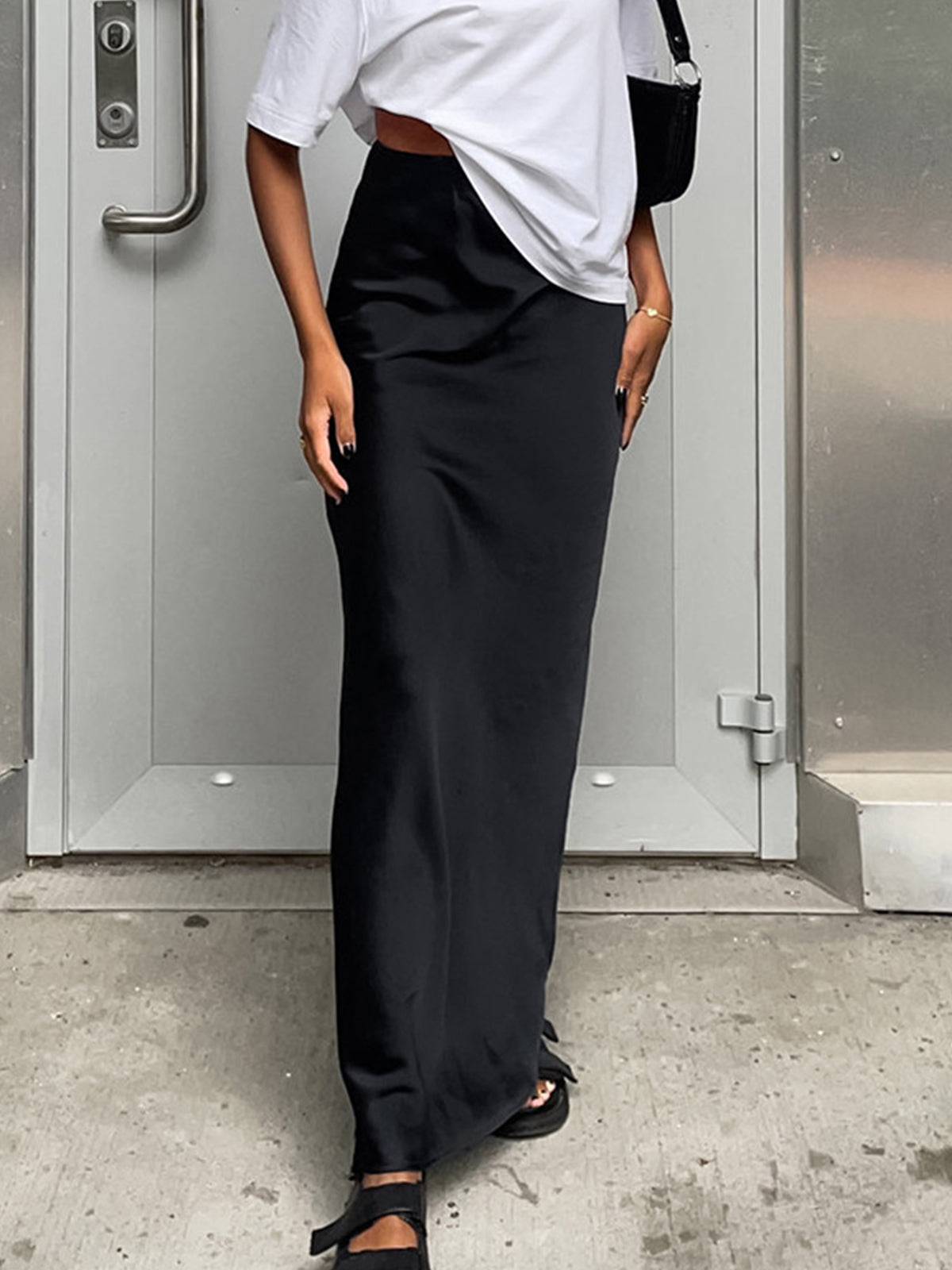 Eloise | Utility Fit Satin Maxi Skirt