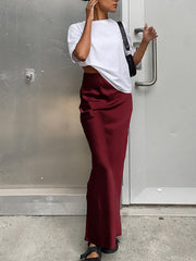Eloise | Utility Fit Satin Maxi Skirt