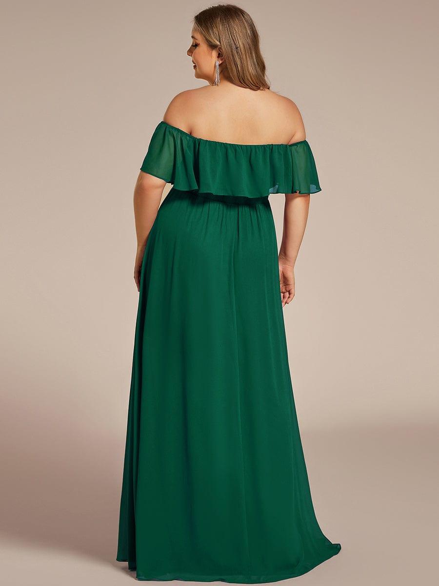 Estelle | Off-Shoulder Ruffle Bridesmaid Dress with Thigh Split