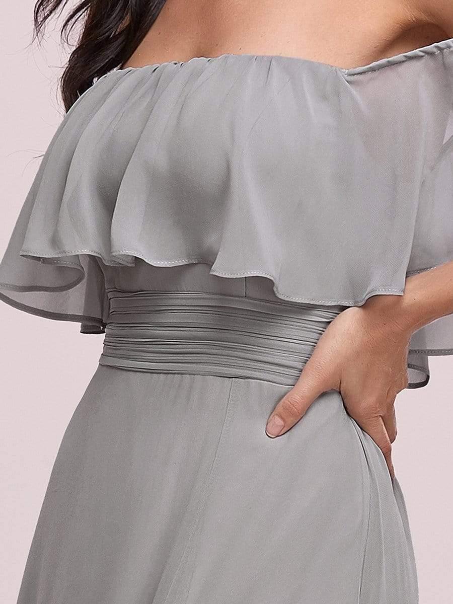 Estelle | Off-Shoulder Ruffle Bridesmaid Dress with Thigh Split