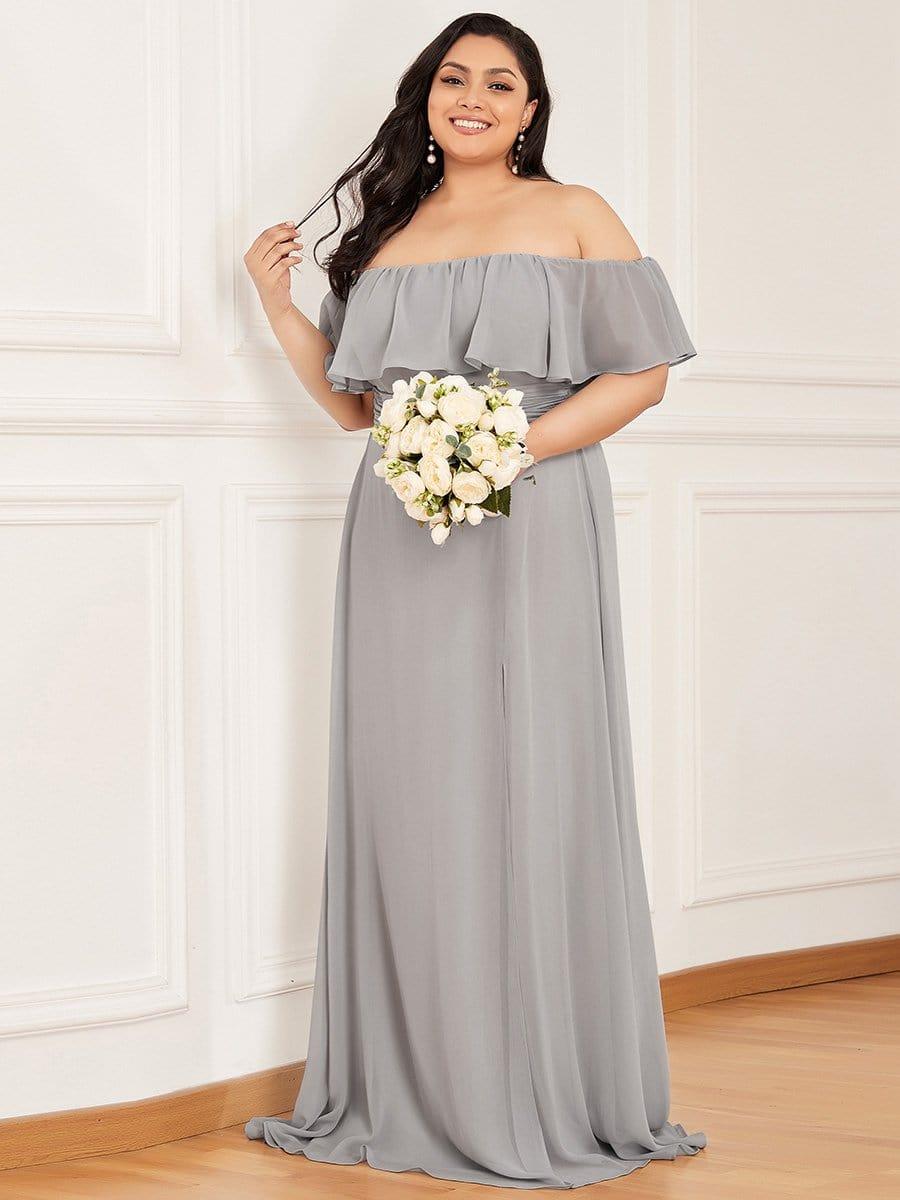 Estelle | Off-Shoulder Ruffle Bridesmaid Dress with Thigh Split