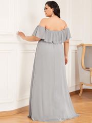 Estelle | Off-Shoulder Ruffle Bridesmaid Dress with Thigh Split