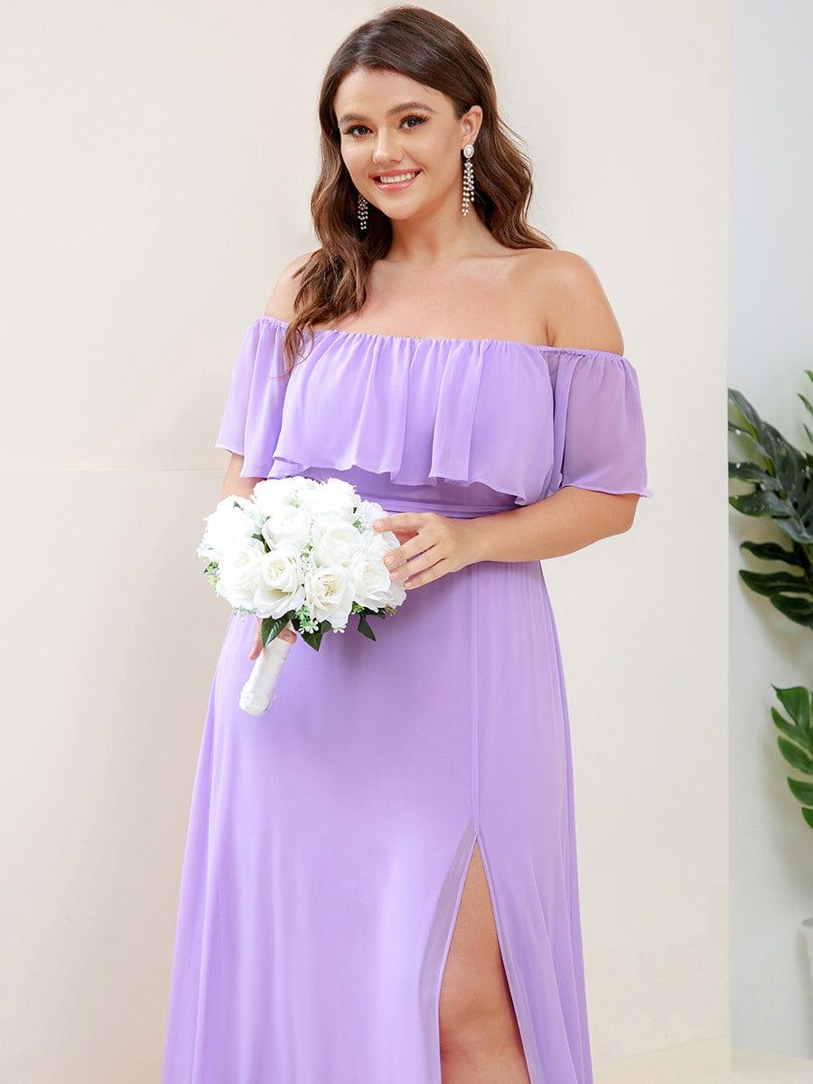 Estelle | Off-Shoulder Ruffle Bridesmaid Dress with Thigh Split