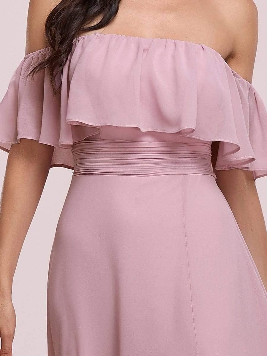 Estelle | Off-Shoulder Ruffle Bridesmaid Dress with Thigh Split