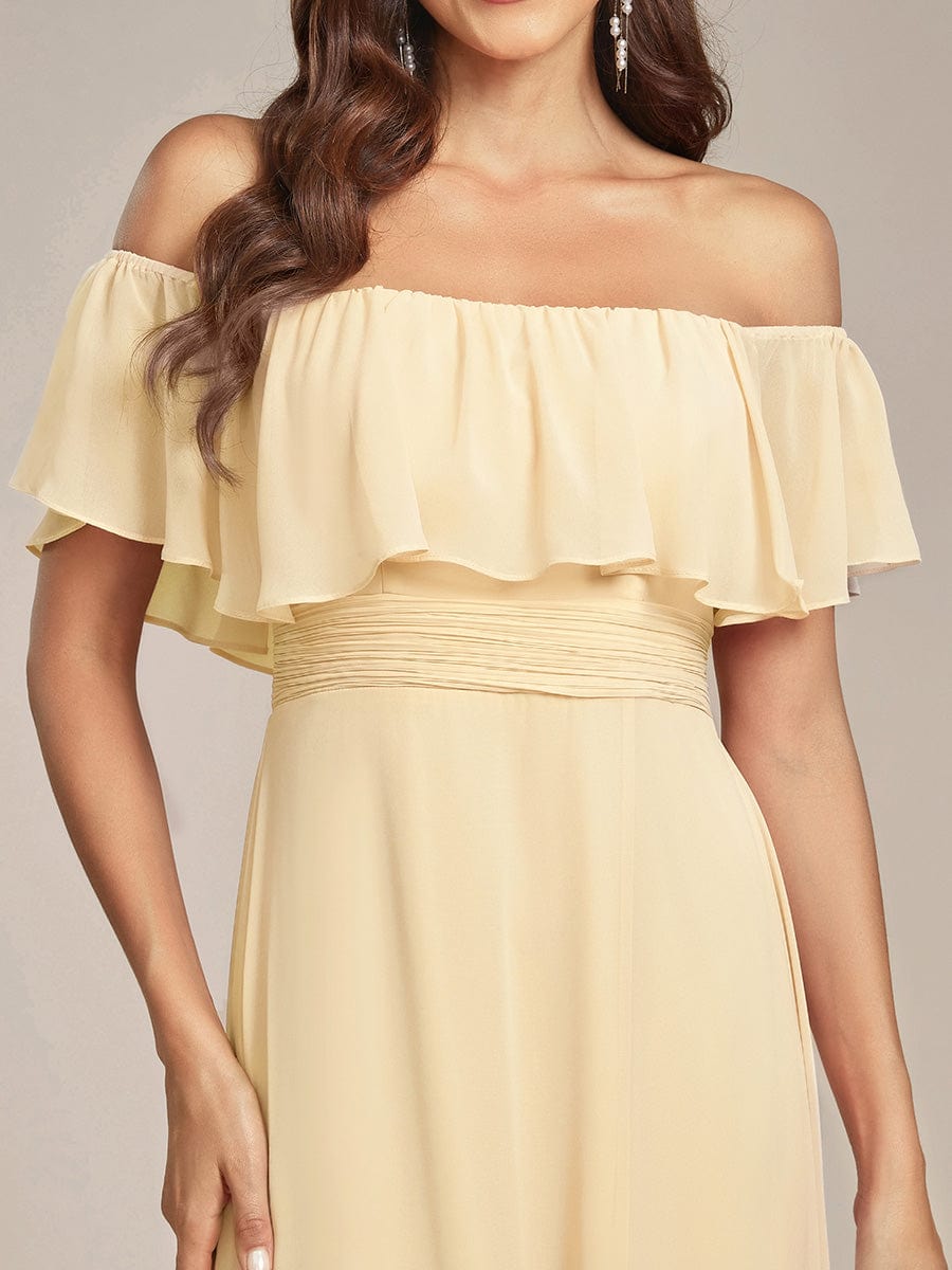Estelle | Off-Shoulder Ruffle Bridesmaid Dress with Thigh Split