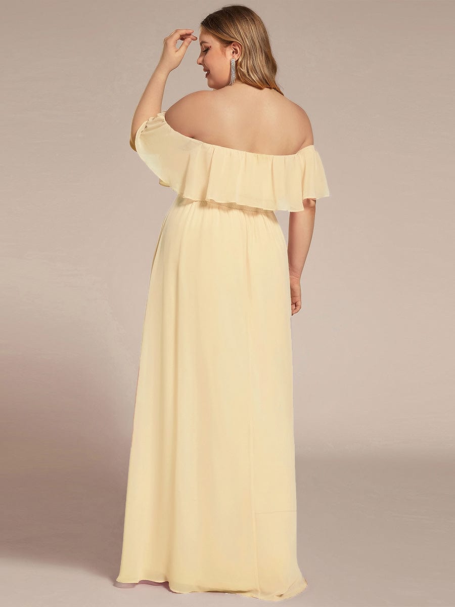 Estelle | Off-Shoulder Ruffle Bridesmaid Dress with Thigh Split