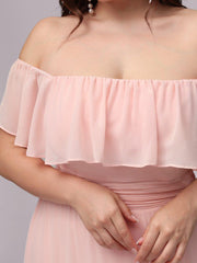 Estelle | Off-Shoulder Ruffle Bridesmaid Dress with Thigh Split