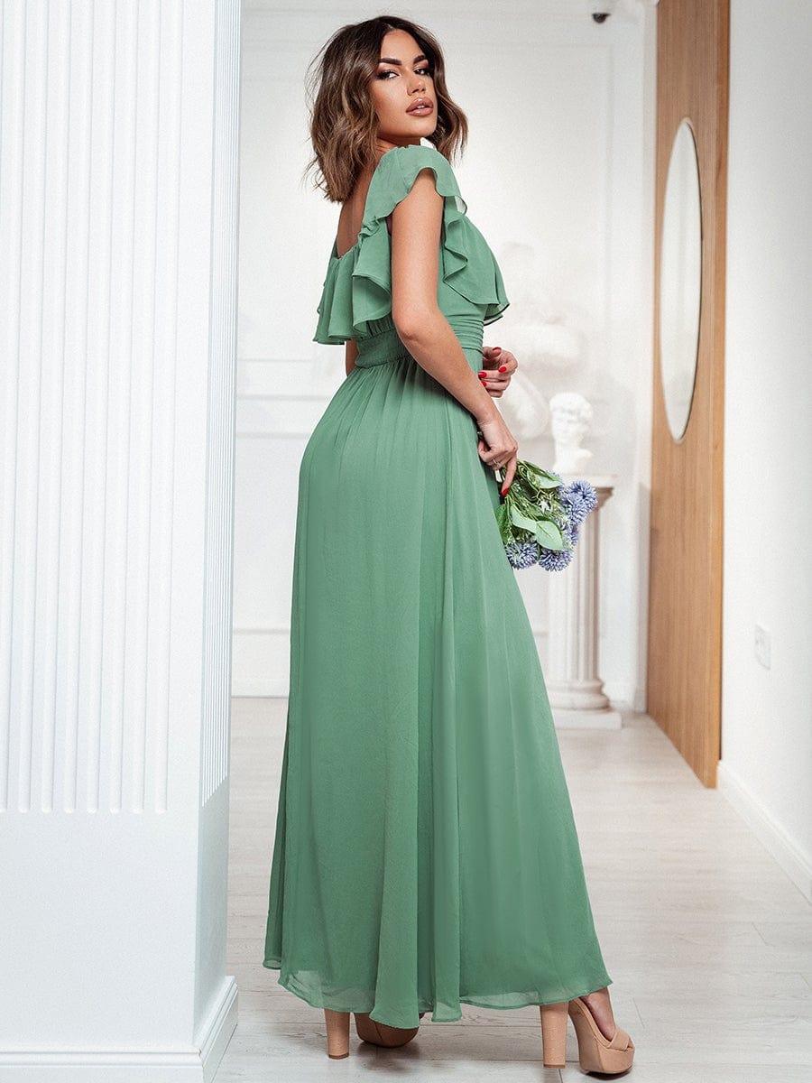 Estelle | Off-Shoulder Ruffle Bridesmaid Dress with Thigh Split