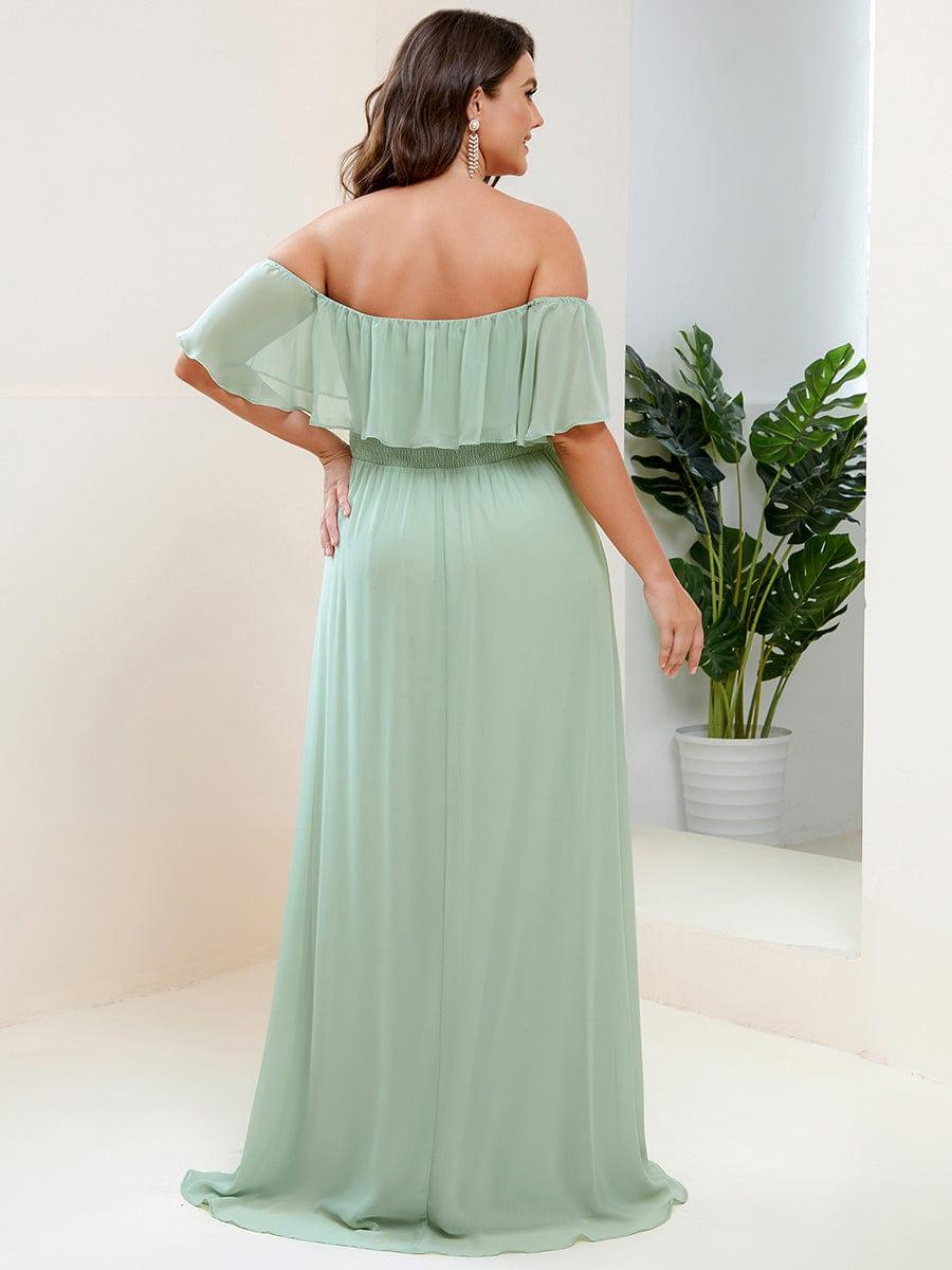 Estelle | Off-Shoulder Ruffle Bridesmaid Dress with Thigh Split