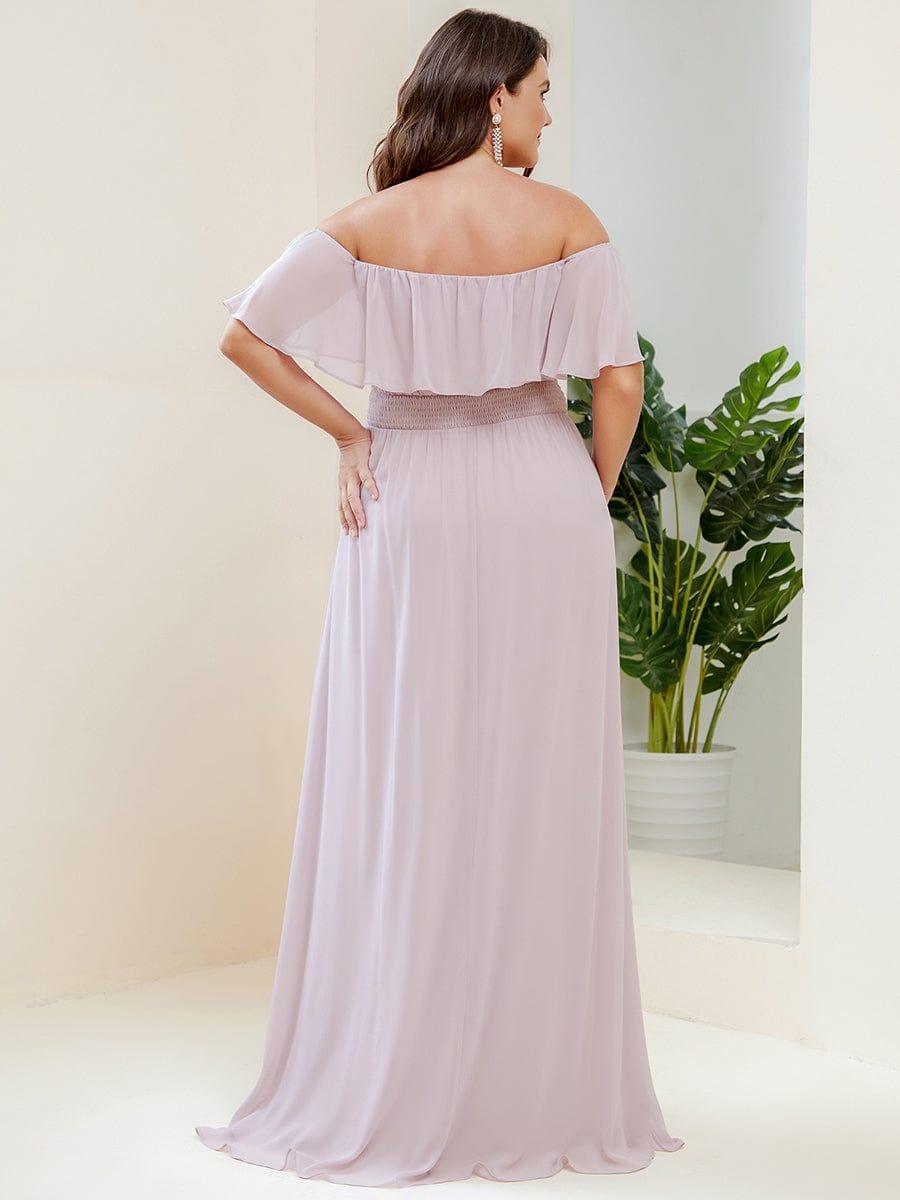 Estelle | Off-Shoulder Ruffle Bridesmaid Dress with Thigh Split