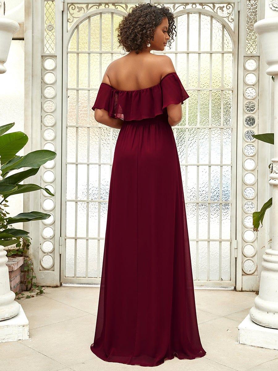 Estelle | Off-Shoulder Ruffle Bridesmaid Dress with Thigh Split