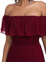 Estelle | Off-Shoulder Ruffle Bridesmaid Dress with Thigh Split