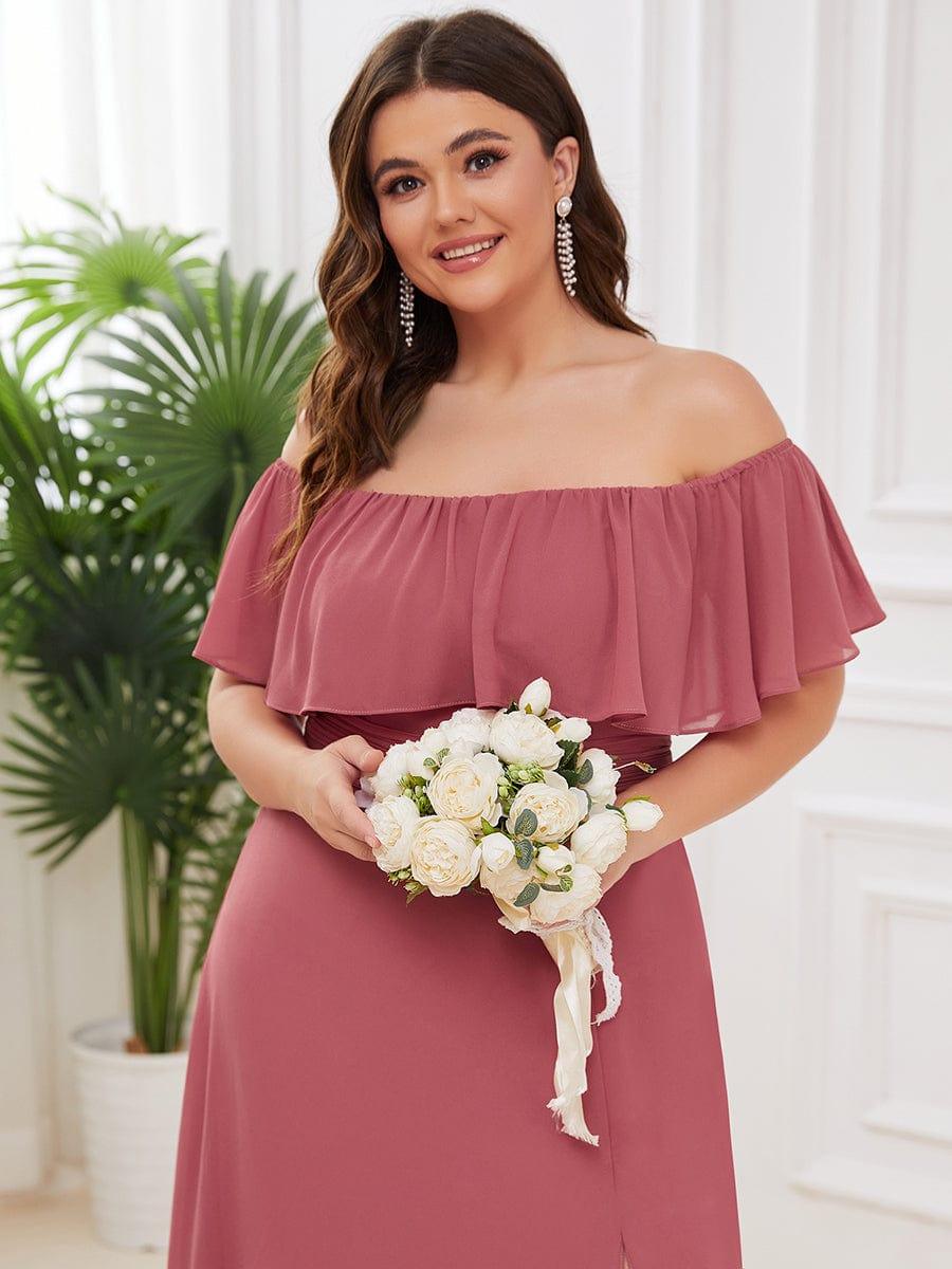 Estelle | Off-Shoulder Ruffle Bridesmaid Dress with Thigh Split