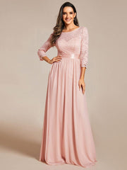 Eva | Ruched Waist A-Line Lace Mother of the Bride Outfits