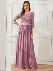 Eva | Ruched Waist A-Line Lace Mother of the Bride Outfits