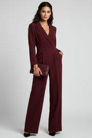 Evelyn | Tailored Wrap-Front Wide-Leg Jumpsuit
