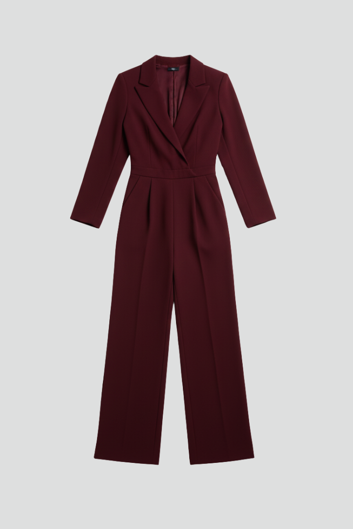 Evelyn | Tailored Wrap-Front Wide-Leg Jumpsuit