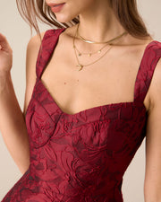 Fallon | Fitted Sweetheart Neck Jacquard Wedding Guest Dress