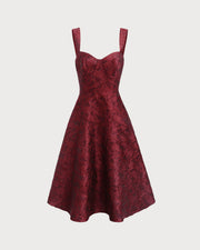 Fallon | Fitted Sweetheart Neck Jacquard Wedding Guest Dress