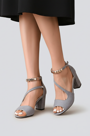 Frances | Crisscross Strap Block Heel Ankle Sandals