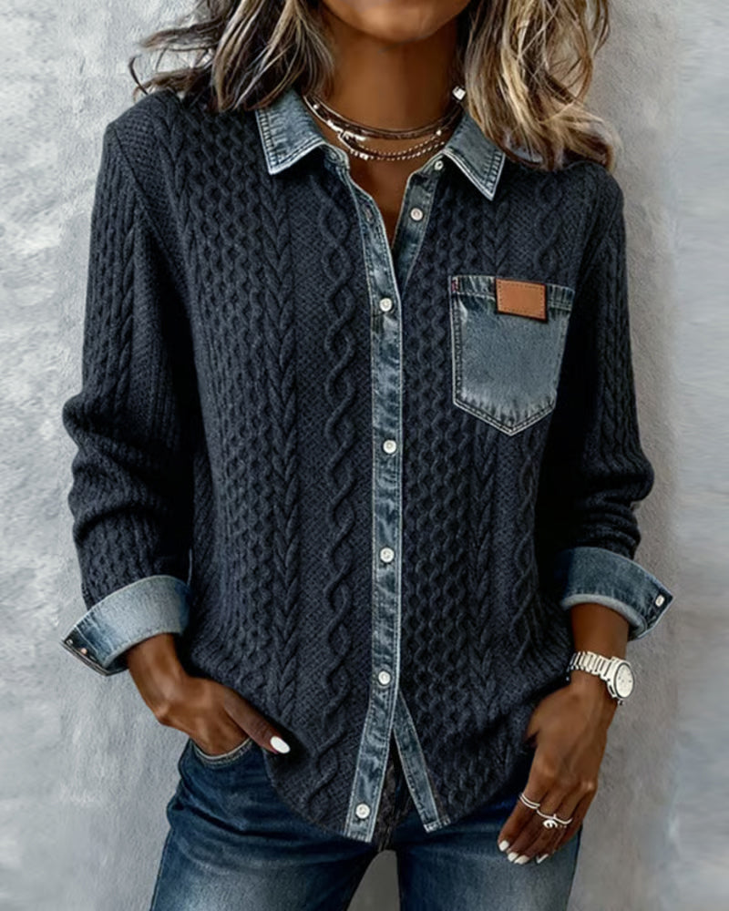 Gemma | Relaxed Fit Long-Sleeve Patchwork Shirt