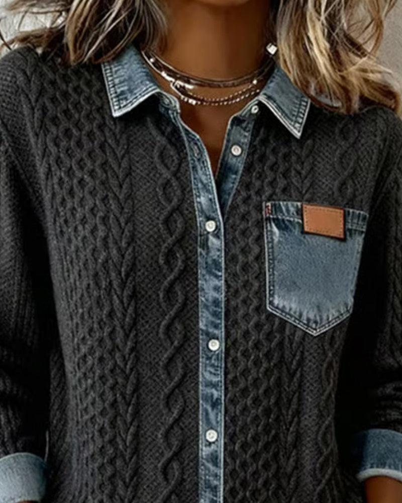 Gemma | Relaxed Fit Long-Sleeve Patchwork Shirt