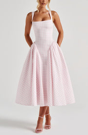 Gia | Tailored Fit Gingham Midi Dress