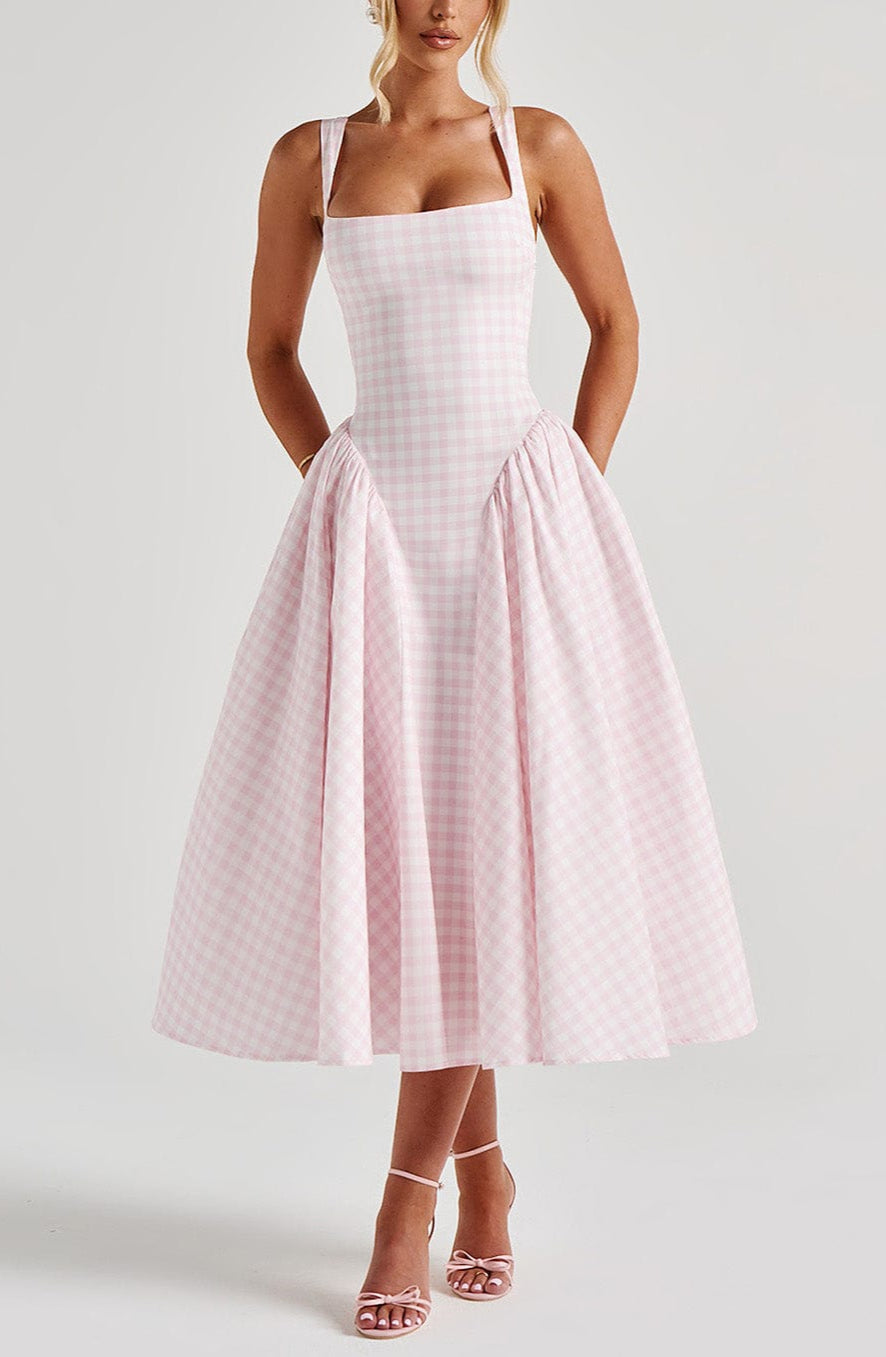Gia | Tailored Fit Gingham Midi Dress