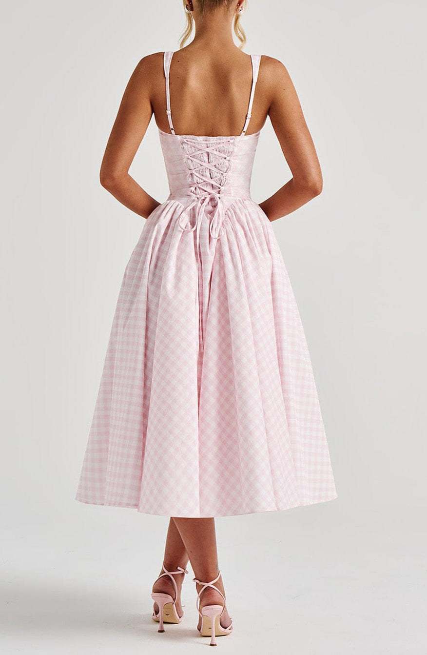 Gia | Tailored Fit Gingham Midi Dress