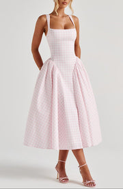 Gia | Tailored Fit Gingham Midi Dress