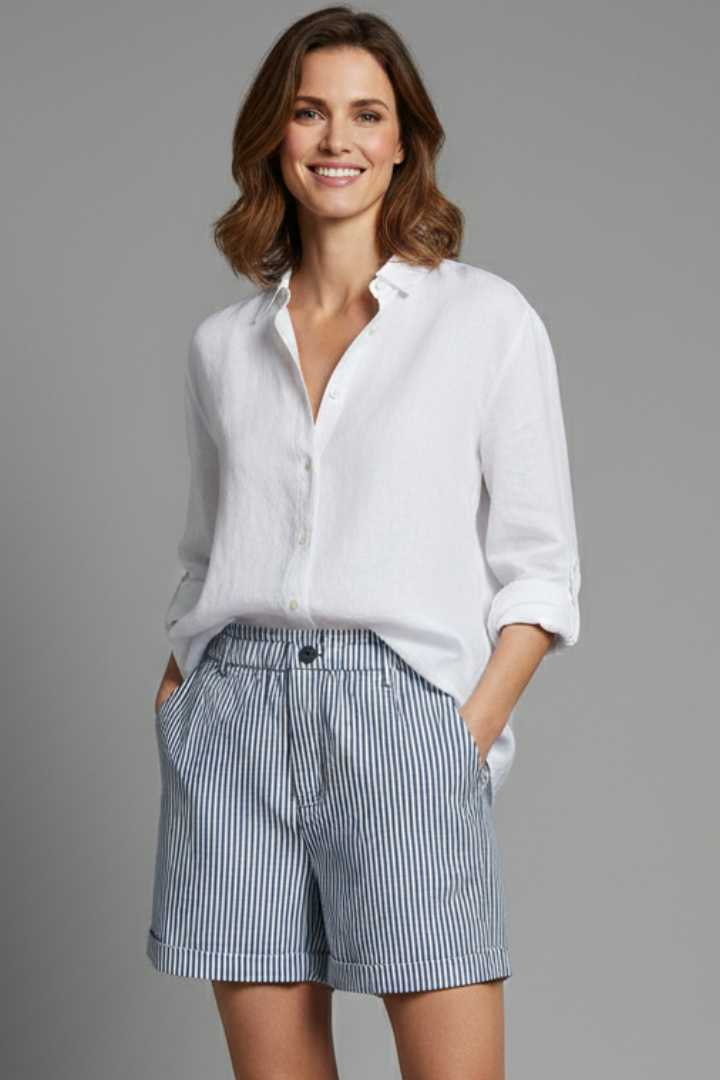 Gianna | High Waist Tailored Striped Shorts