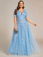 Grace | Fitted V-Neck Ruffle Sleeve Prom Dress